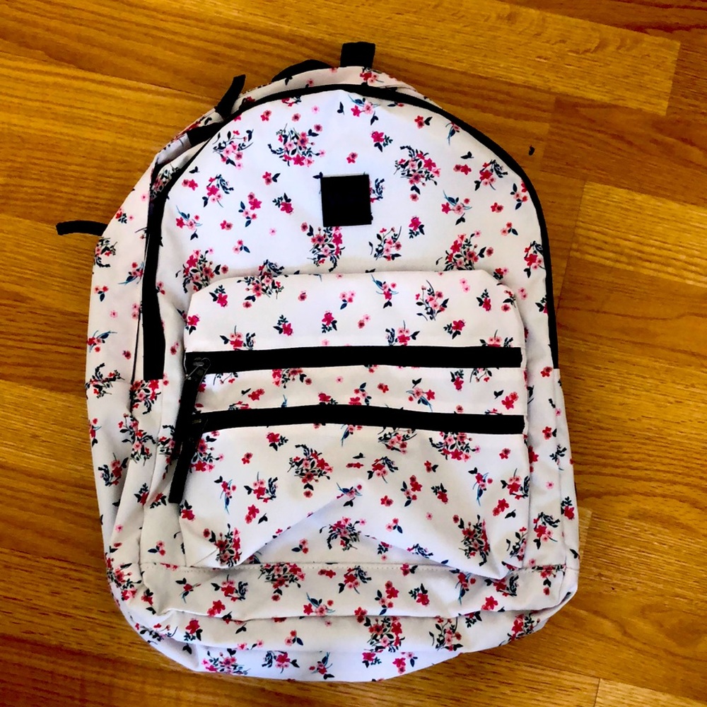 Vans backpack white with pink flowers